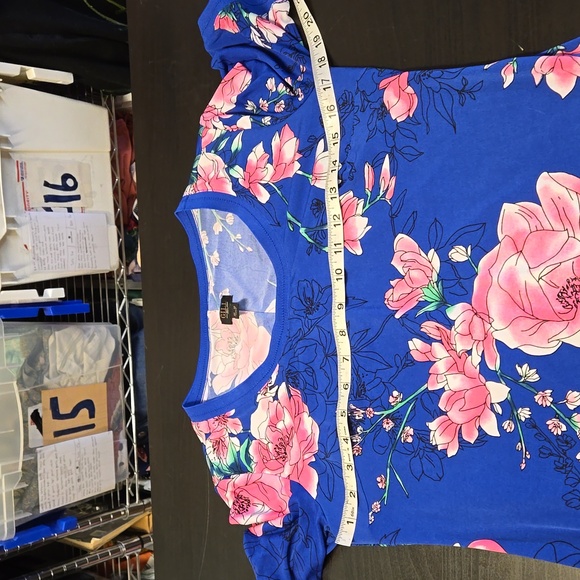 G.i.l.i. Blue Floral Side Slits Effortless Summer Fun Cruise Vacation Dress S/P - Picture 15 of 17